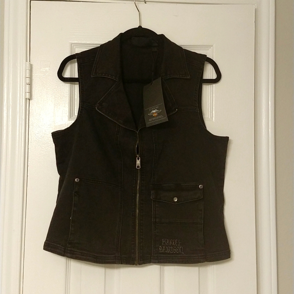 Harley Davidson jean zipper vest